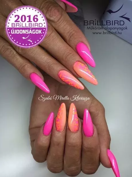 orange-and-pink-nail-ideas-91_12-4 Idei de unghii portocalii și roz