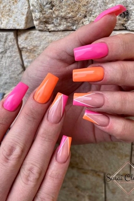 orange-and-pink-nail-ideas-91_15-7 Idei de unghii portocalii și roz