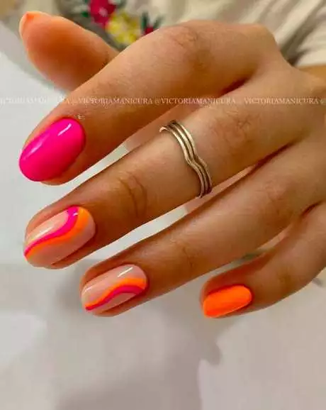 orange-and-pink-nail-ideas-91_6-13 Idei de unghii portocalii și roz