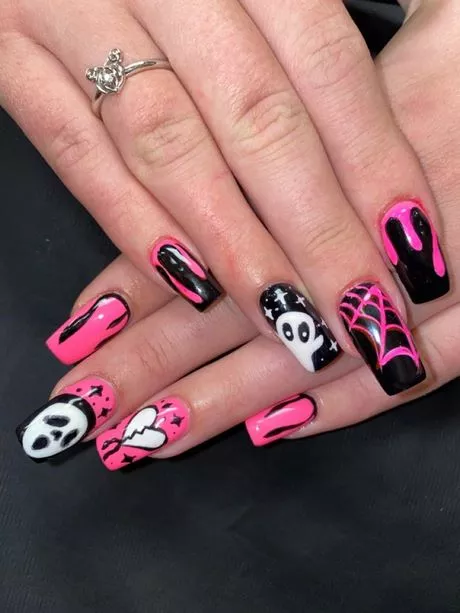 pink-and-black-halloween-nails-31_10-3 Unghii de halloween roz și negru