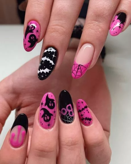 pink-and-black-halloween-nails-31_6-13 Unghii de halloween roz și negru
