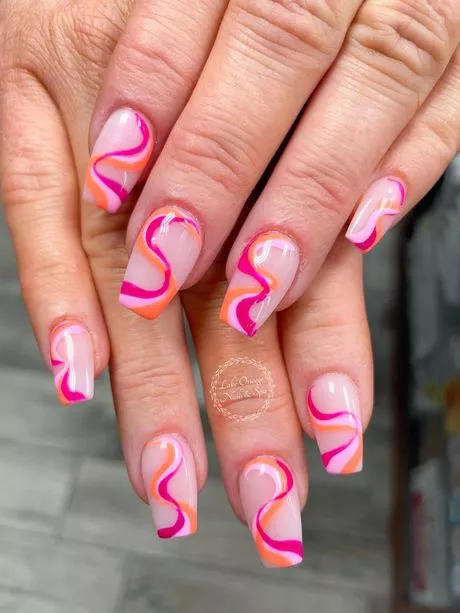 pink-and-orange-swirl-nails-40-2 Unghii roz și portocaliu