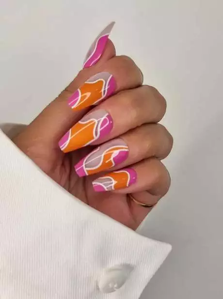 pink-and-orange-swirl-nails-40_11-4 Unghii roz și portocaliu