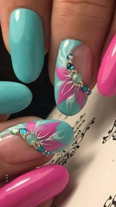 pink-and-teal-nail-ideas-73-3 Idei de unghii roz și teal