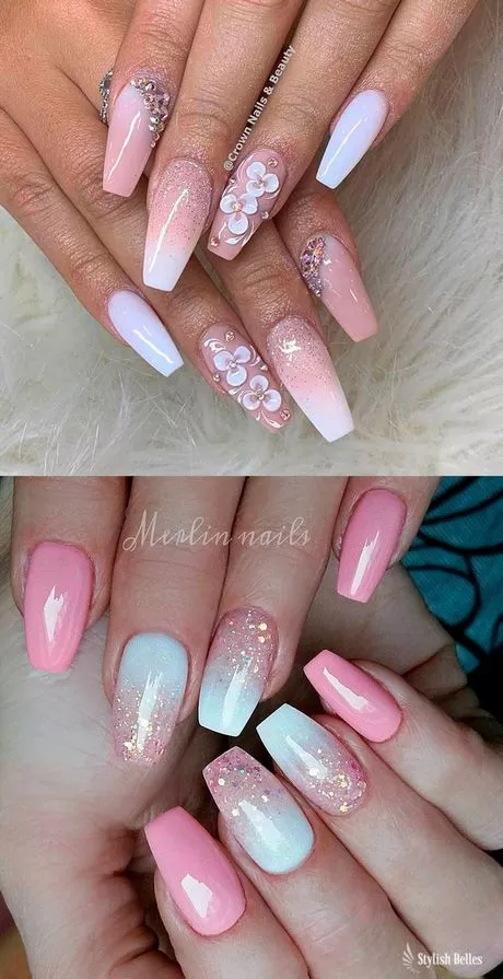 pink-and-white-ombre-nails-with-design-23_10-4 Unghii ombre roz și alb cu design