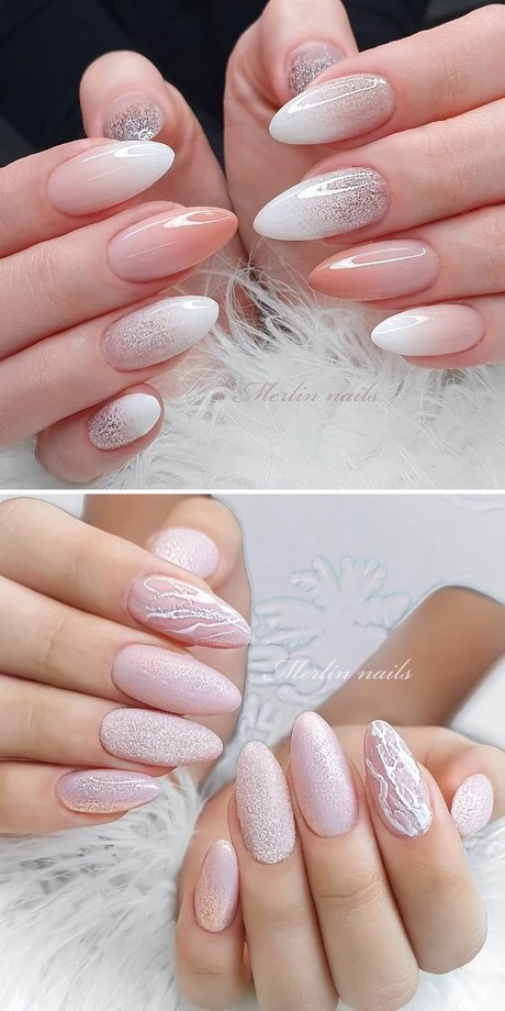 pink-and-white-ombre-wedding-nails-93_13-6 Unghii de nunta roz si alb ombre