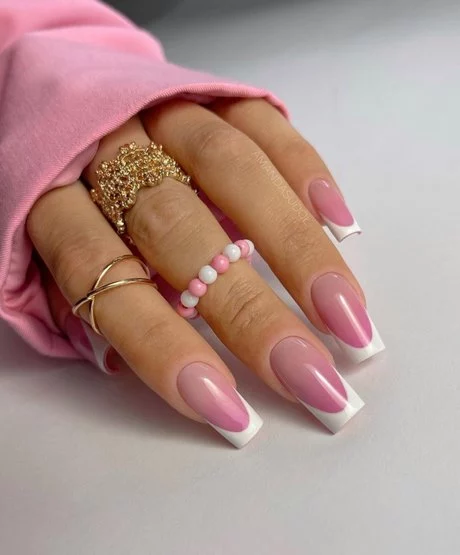 pink-and-white-ombre-wedding-nails-93_9-17 Unghii de nunta roz si alb ombre
