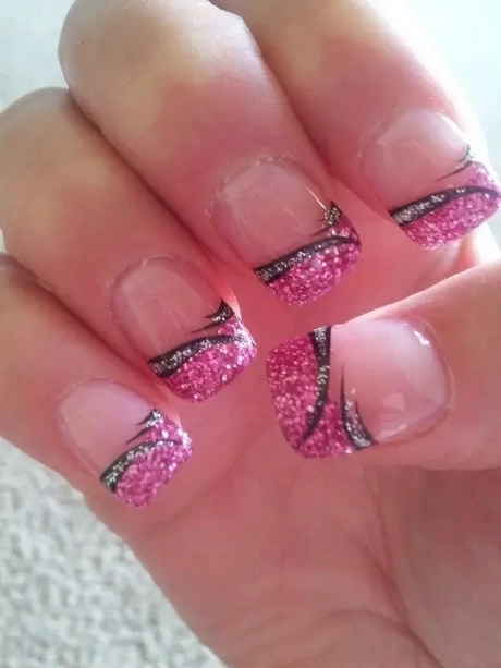 pink-glitter-french-tip-nails-16_10-4 Roz sclipici Franceză sfat unghii