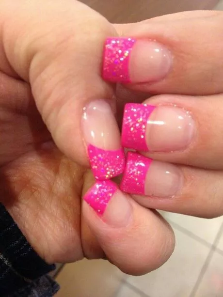 pink-glitter-french-tip-nails-16_4-9 Roz sclipici Franceză sfat unghii