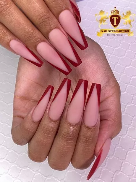 pink-nails-with-red-french-tip-51_5-14 Unghii roz cu vârf roșu francez