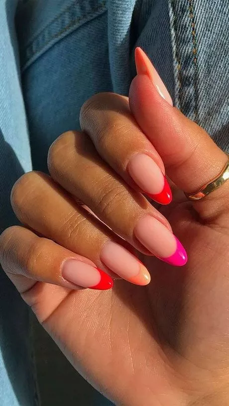 pink-nails-with-red-french-tip-51_8-17 Unghii roz cu vârf roșu francez