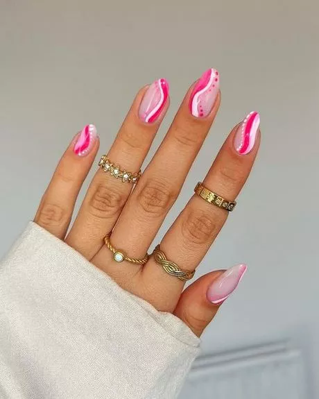 pink-nails-with-white-swirls-99-1 Unghii roz cu vârtejuri albe