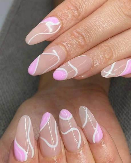 pink-nails-with-white-swirls-99_9-18 Unghii roz cu vârtejuri albe