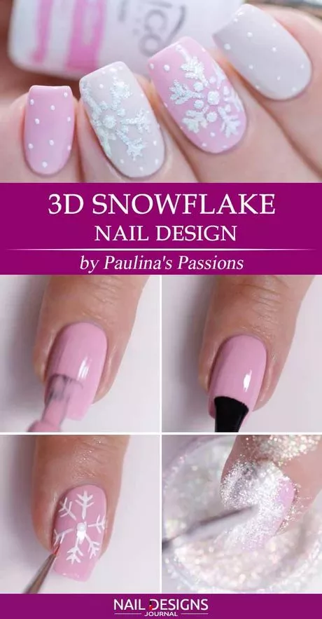 pink-snowflake-nails-90_11-3 Unghii roz cu fulgi de zăpadă