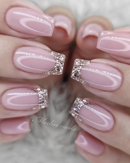 pink-wedding-nails-with-glitter-63-2 Unghii de nunta roz cu sclipici