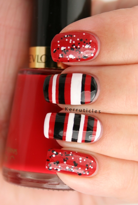 red-and-white-striped-nails-93-3 Unghii cu dungi roșii și albe