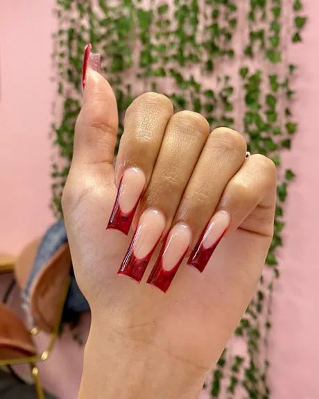 red-french-tip-nails-long-38-1 Roșu Franceză sfat unghii lungi