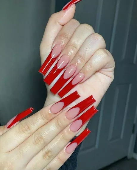 red-french-tip-nails-long-38_5-13 Roșu Franceză sfat unghii lungi