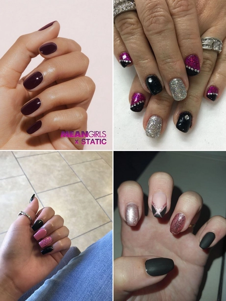 black-and-pink-short-nails-001 Unghii scurte negre și roz