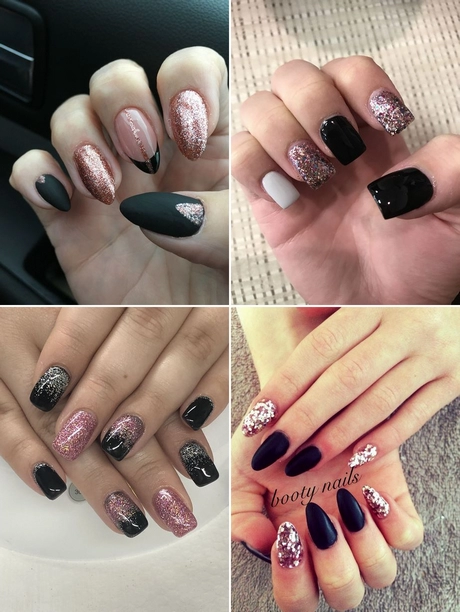 black-pink-and-gold-nails-001 Negru roz și unghii de aur