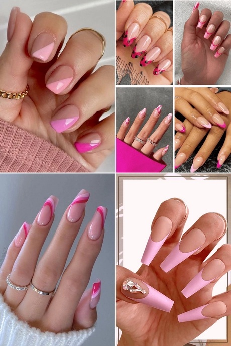 Modele de unghii cu vârf francez roz