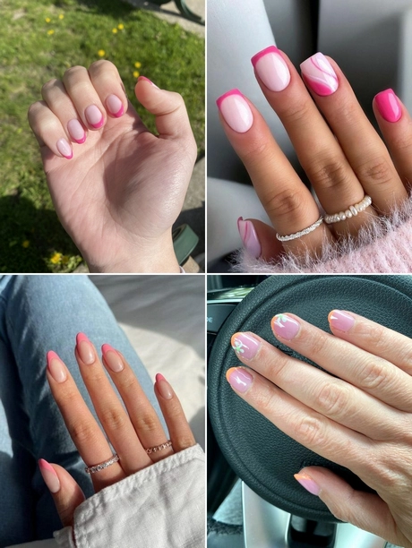 french-tip-nails-with-pink-001 Unghii cu vârf francez cu roz