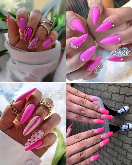 hot-pink-nails-with-rhinestones-001 Unghii roz roz cu strasuri