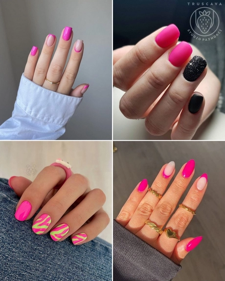 hot-pink-short-nail-designs-001 Modele de unghii scurte Roz Aprins