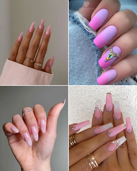 light-pink-nails-with-rhinestones-001 Unghii roz deschis cu strasuri