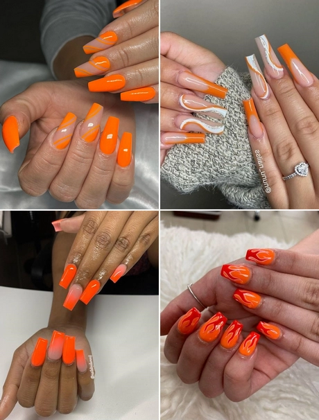 long-orange-nails-designs-001 Modele lungi de unghii portocalii