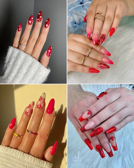 Modele lungi de unghii roșii