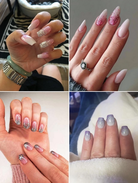 ombre-pink-and-white-nails-with-glitter-001 Ombre roz și unghii albe cu sclipici