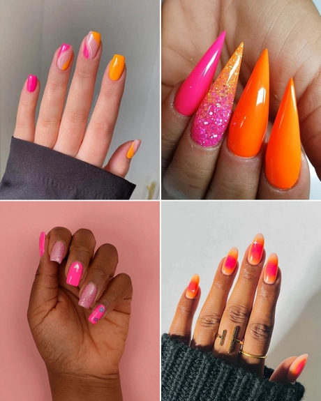 orange-and-pink-nail-ideas-001 Idei de unghii portocalii și roz
