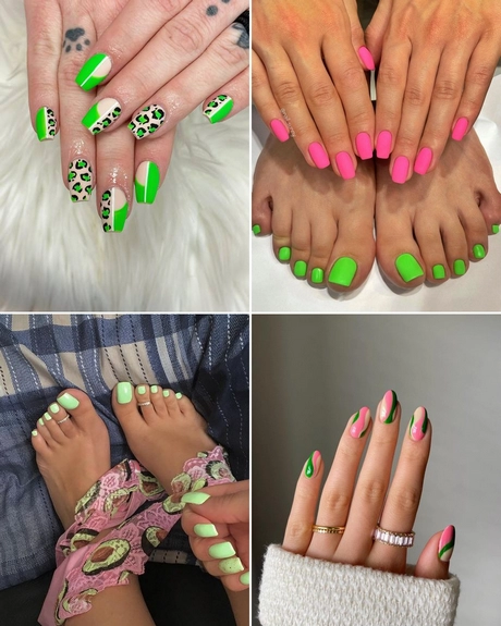Modele de unghii roz și verde