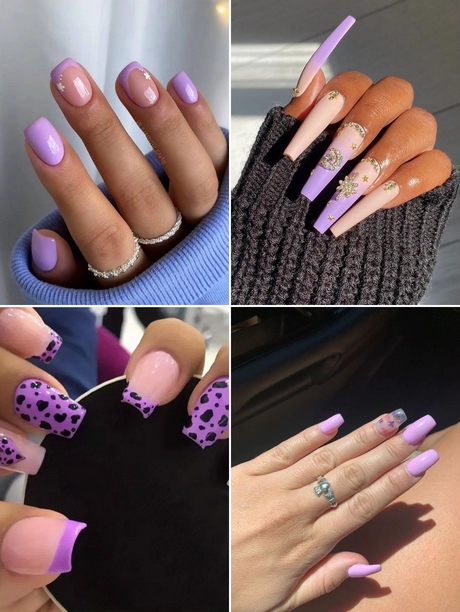 pink-and-purple-nails-short-001 Unghii roz și violet scurte