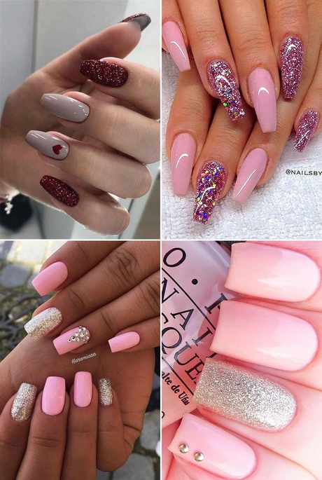 pink-nails-with-glitter-design-001 Unghii roz cu design sclipici