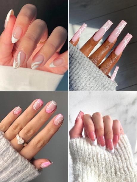 pink-nails-with-white-swirls-001 Unghii roz cu vârtejuri albe