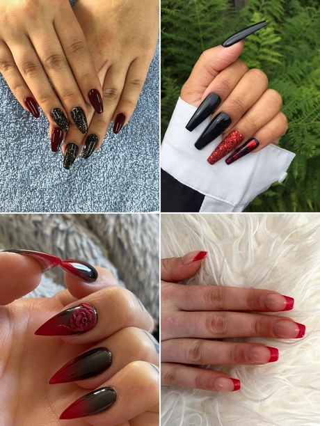 red-and-black-prom-nails-001 Roșu și negru bal cuie