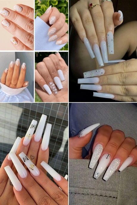 Modele de unghii lungi albe