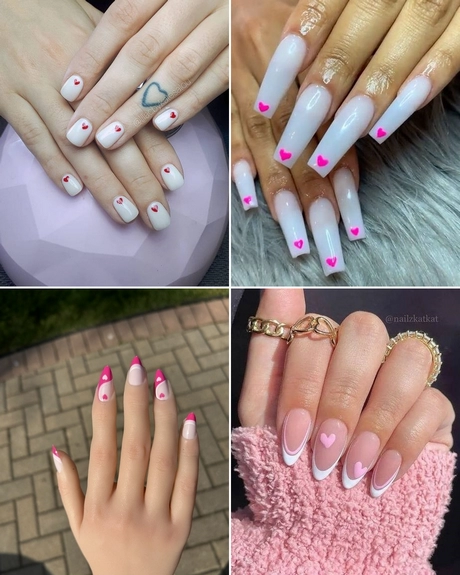 white-nails-with-pink-heart-001 Unghii albe cu inima roz