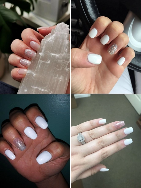white-short-nails-with-glitter-001 Unghii scurte albe cu sclipici