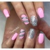 Pink silver nail art