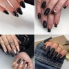 Design negru cu unghii lungi