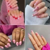 Modele de unghii cu inimă roz