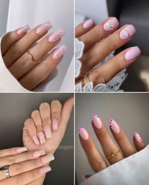 Design alb pe unghii roz